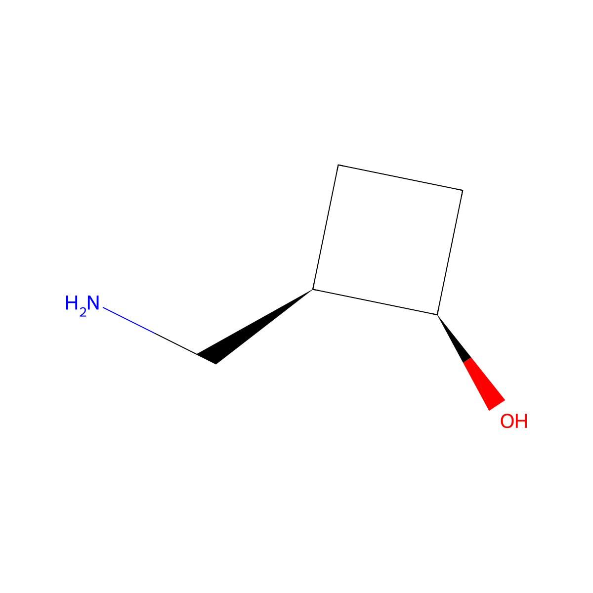 rac-(1R,2R)-2-(aminomethyl)cyclobutan-1-ol molecular structure, CAS 2490314-32-2