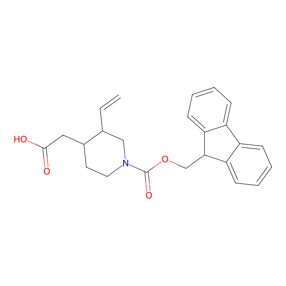 2-[(3R,4S)-3-Ethenyl-1-(9H-fluoren-9-ylmethoxycarbonyl)piperidin-4-yl]acetic acid molecular structure, CAS 2490314-46-8