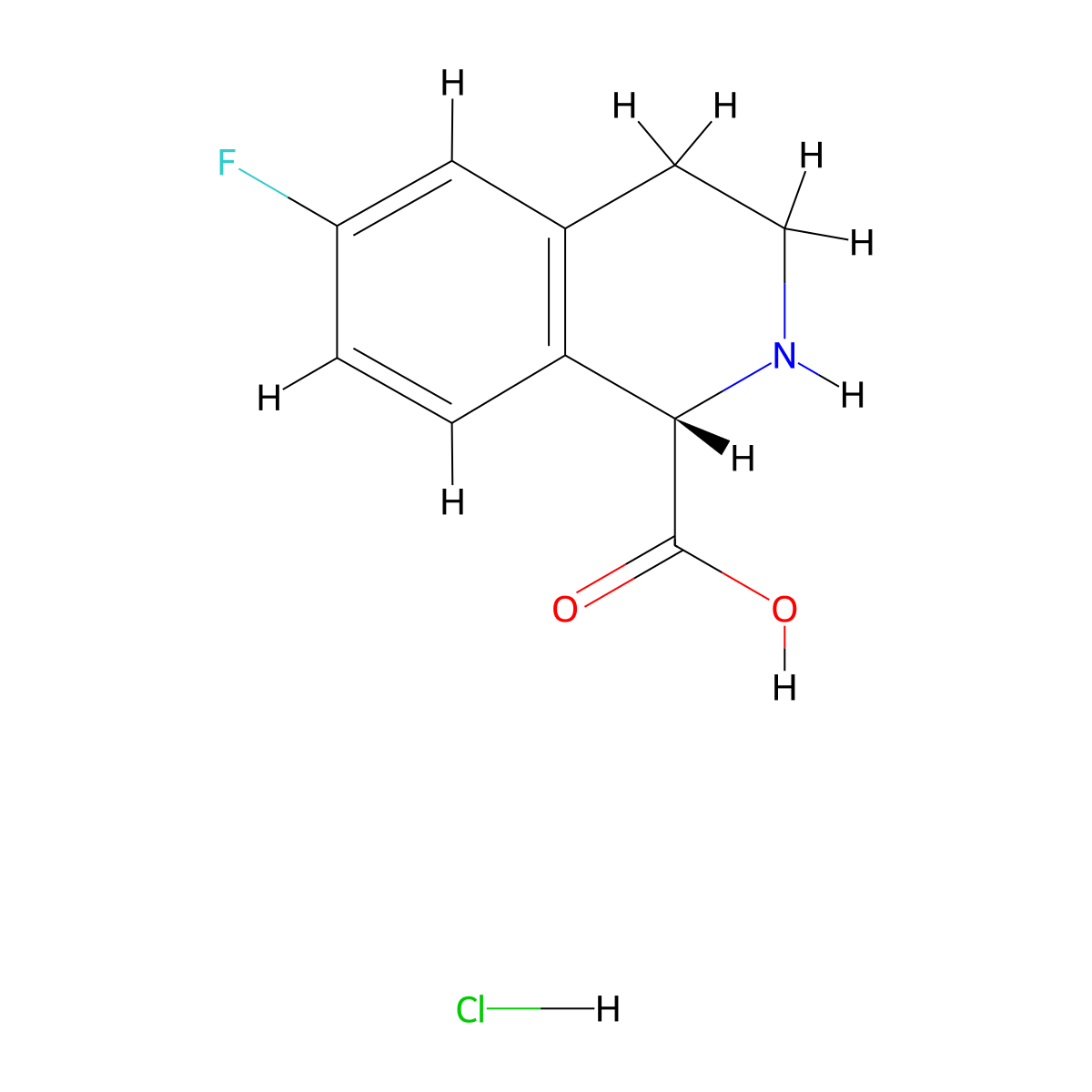 (1S)-6-Fluoro-1,2,3,4-tetrahydroisoquinoline-1-carboxylic acid;hydrochloride molecular structure, CAS 2490314-47-9