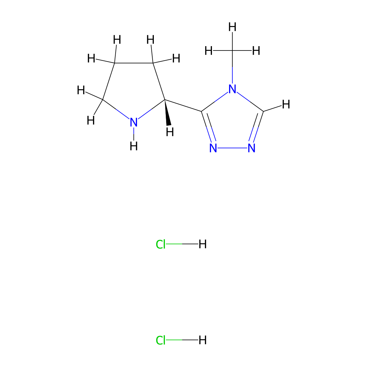 4-methyl-3-[(2R)-pyrrolidin-2-yl]-4H-1,2,4-triazole dihydrochloride molecular structure, CAS 2490322-60-4