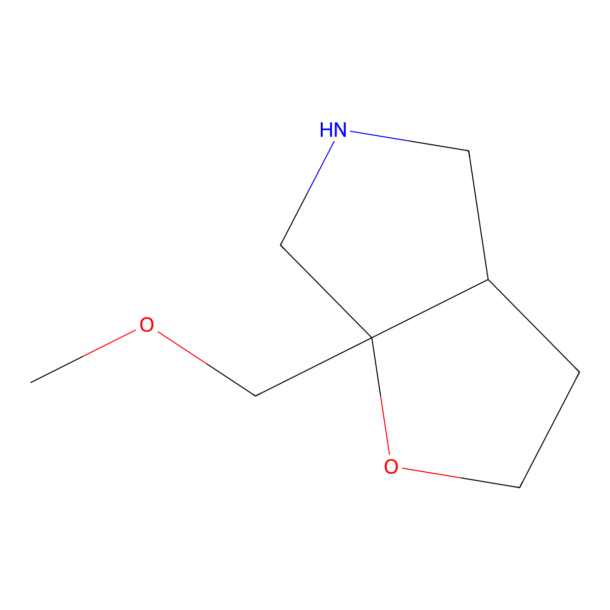 rel-(3aR,6aR)-6a-(Methoxymethyl)hexahydro-2H-furo[2,3-c]pyrrole molecular structure, CAS 2490322-64-8