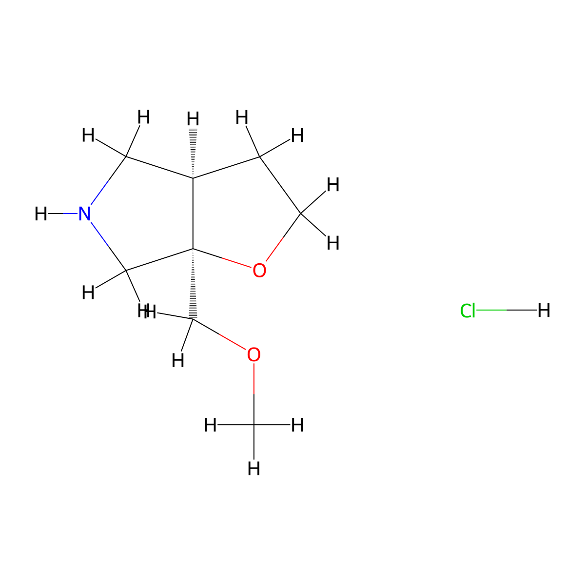 rac-(3aR,6aR)-6a-(methoxymethyl)-hexahydro-2H-furo[2,3-c]pyrrolehydrochloride molecular structure, CAS 2490322-65-9