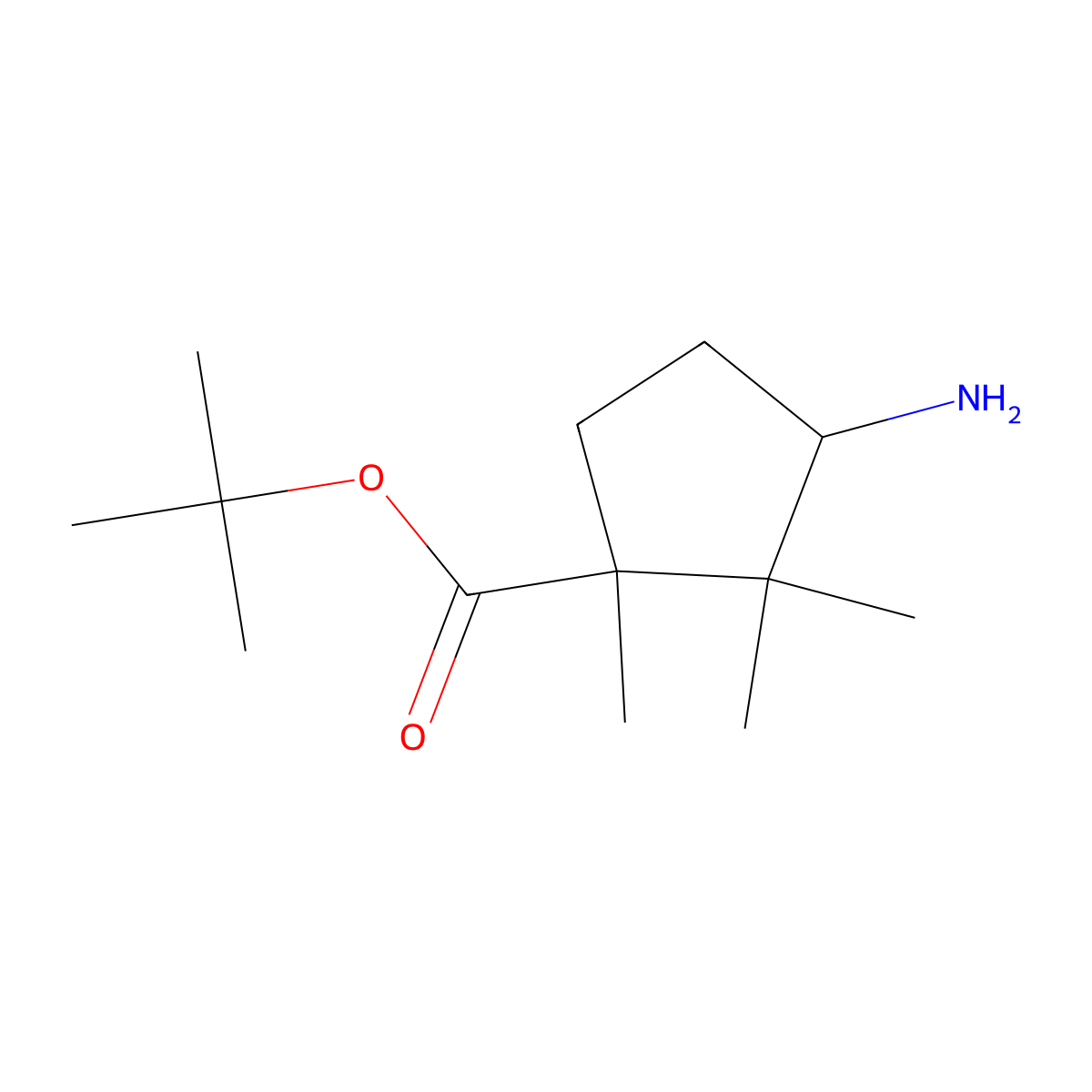 tert-butyl (1R,3S)-3-amino-1,2,2-trimethylcyclopentane-1-carboxylate molecular structure, CAS 2490322-67-1