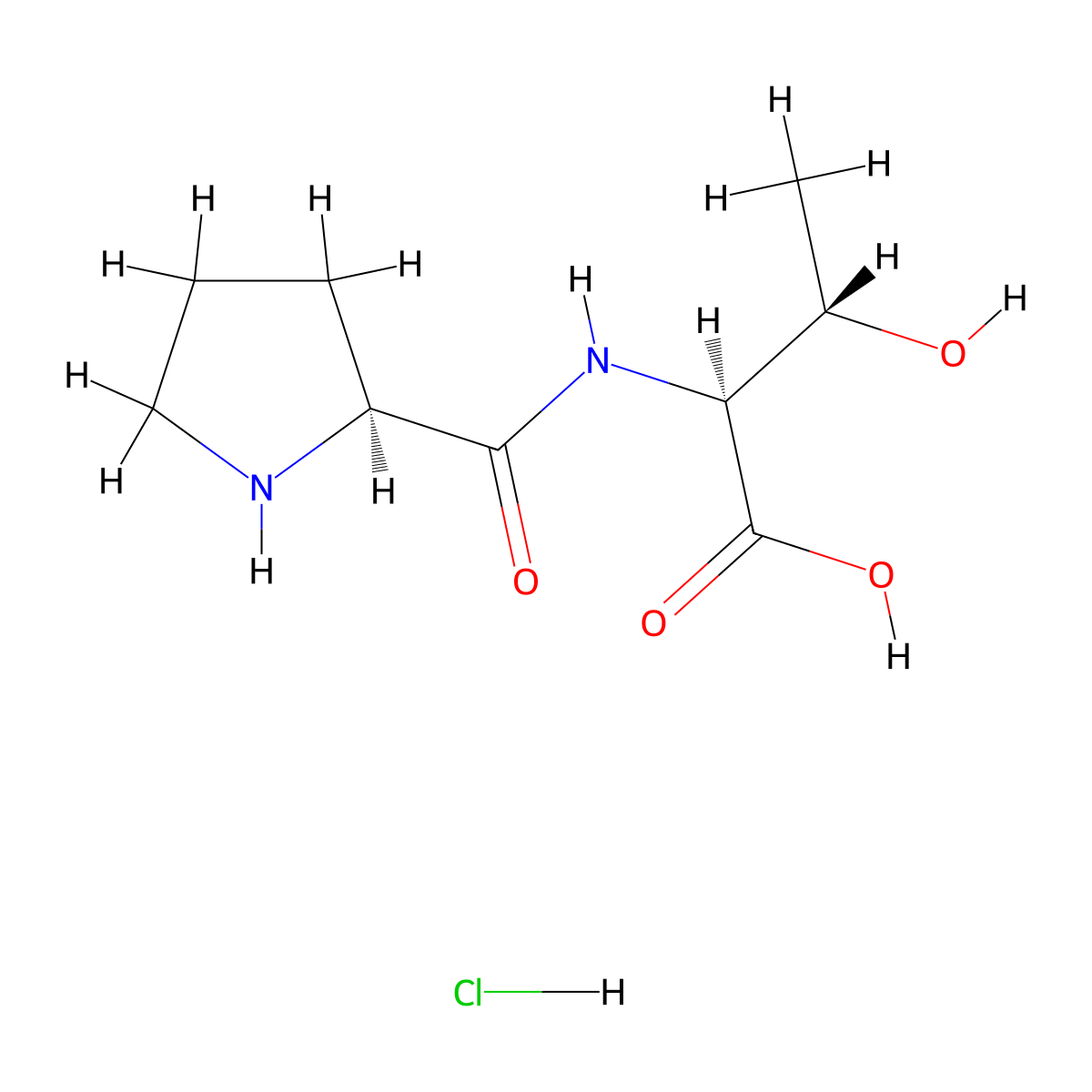 (2S,3S)-3-hydroxy-2-{[(2S)-pyrrolidin-2-yl]formamido}butanoic acid hydrochloride molecular structure, CAS 2490322-79-5