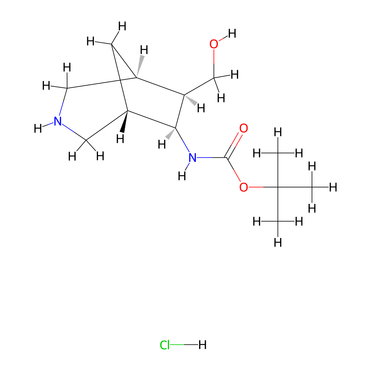 rac-tert-butylN-[(1R,5R,6R,7S)-7-(hydroxymethyl)-3-azabicyclo[3.2.1]octan-6-yl]carbamatehydrochloride molecular structure, CAS 2490322-93-3
