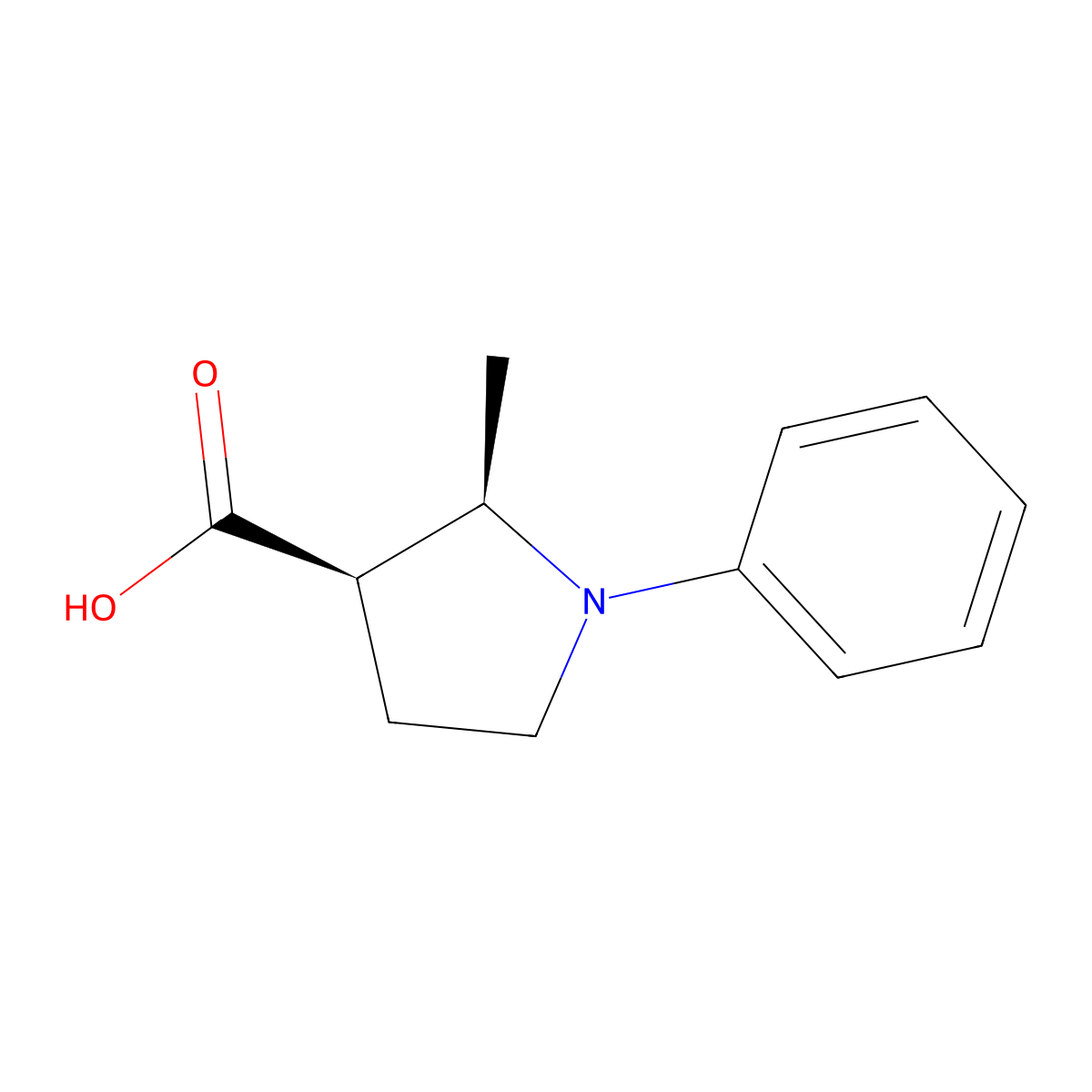 (2R,3R)-2-Methyl-1-phenylpyrrolidine-3-carboxylic acid molecular structure, CAS 2490322-95-5