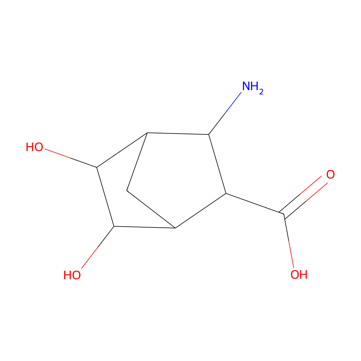 (1S,2R,3S,4R,5R,6S)-3-Amino-5,6-dihydroxybicyclo[2.2.1]heptane-2-carboxylic acid molecular structure, CAS 2490344-54-0