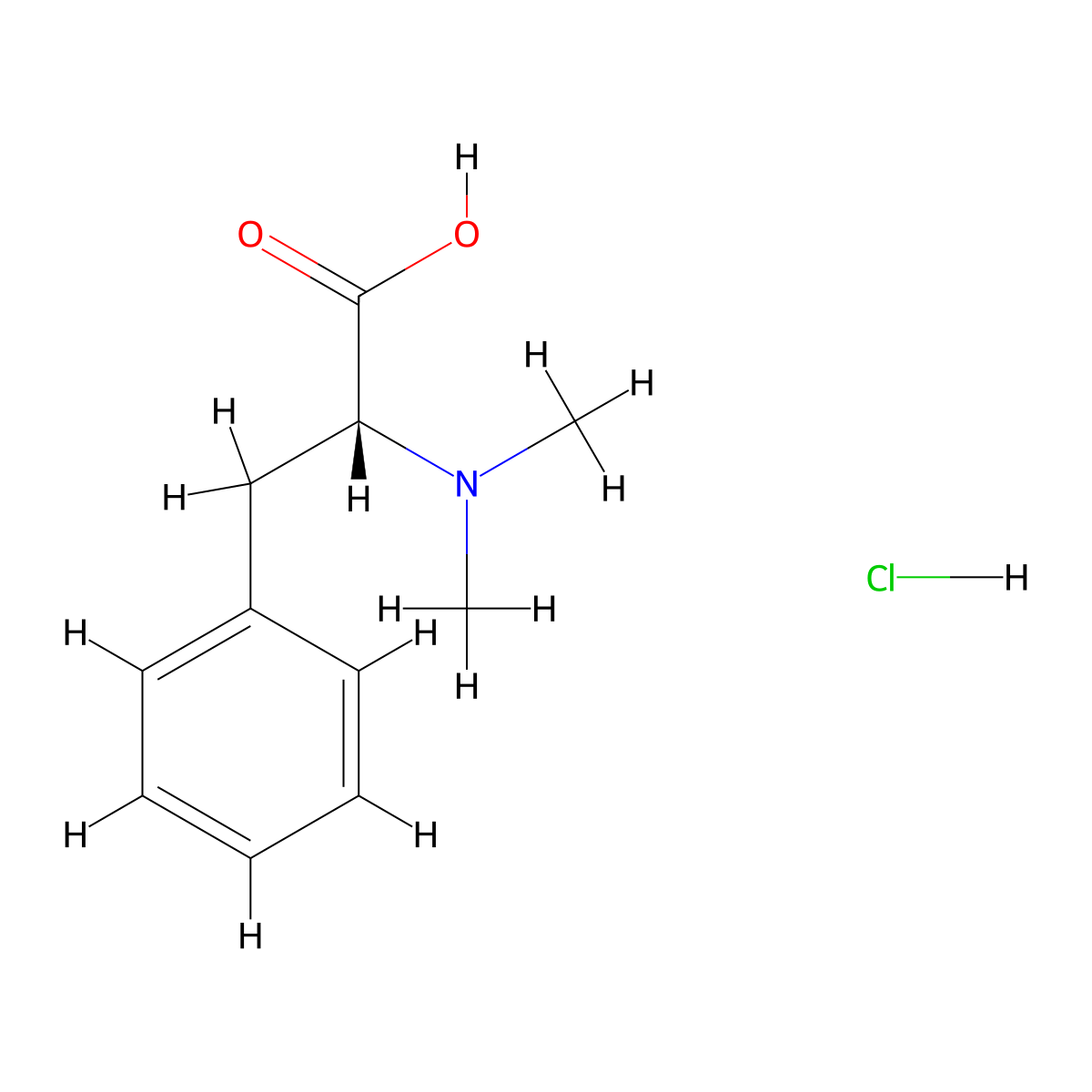 (2R)-2-(dimethylamino)-3-phenylpropanoic acid hydrochloride molecular structure, CAS 2490344-62-0