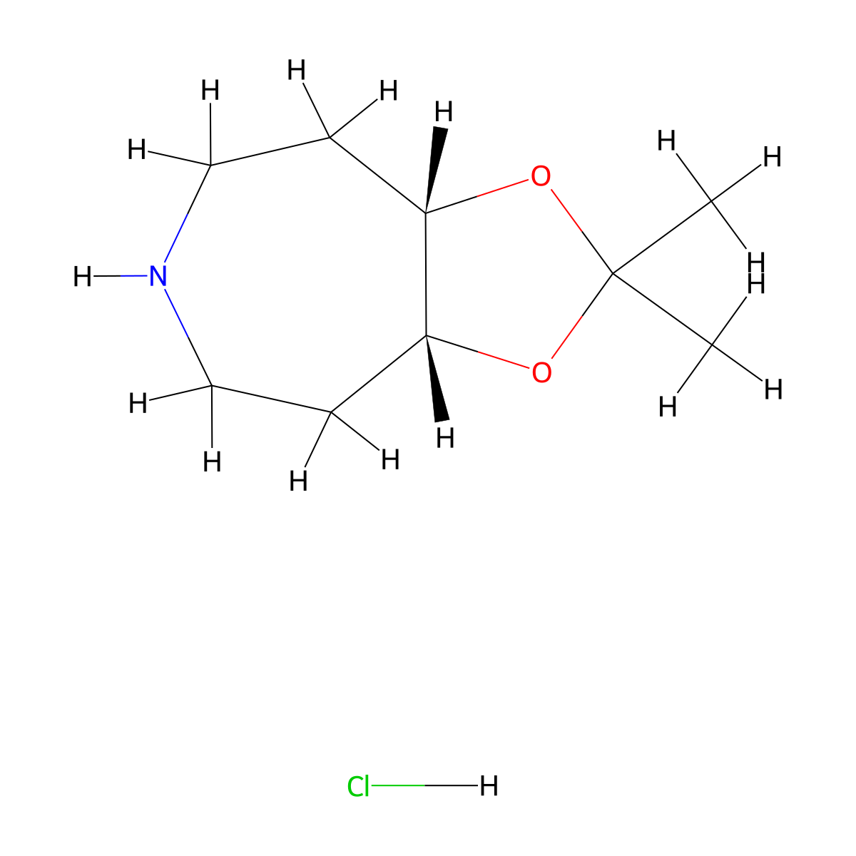 (3aR,8aS)-2,2-dimethyl-octahydro-[1,3]dioxolo[4,5-d]azepinehydrochloride,cis molecular structure, CAS 2490344-63-1