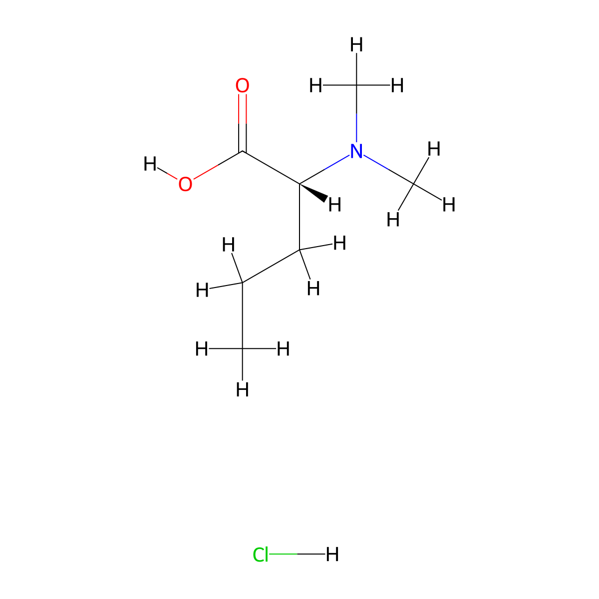 (2R)-2-(dimethylamino)pentanoic acid hydrochloride molecular structure, CAS 2490344-68-6