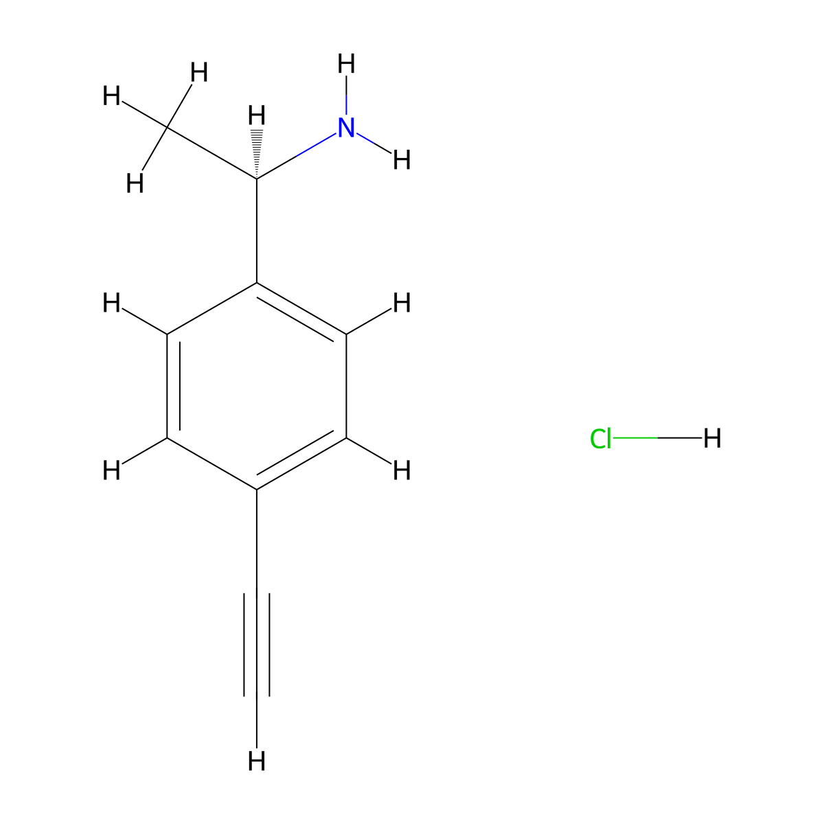 (1R)-1-(4-ethynylphenyl)ethan-1-amine hydrochloride molecular structure, CAS 2490344-82-4
