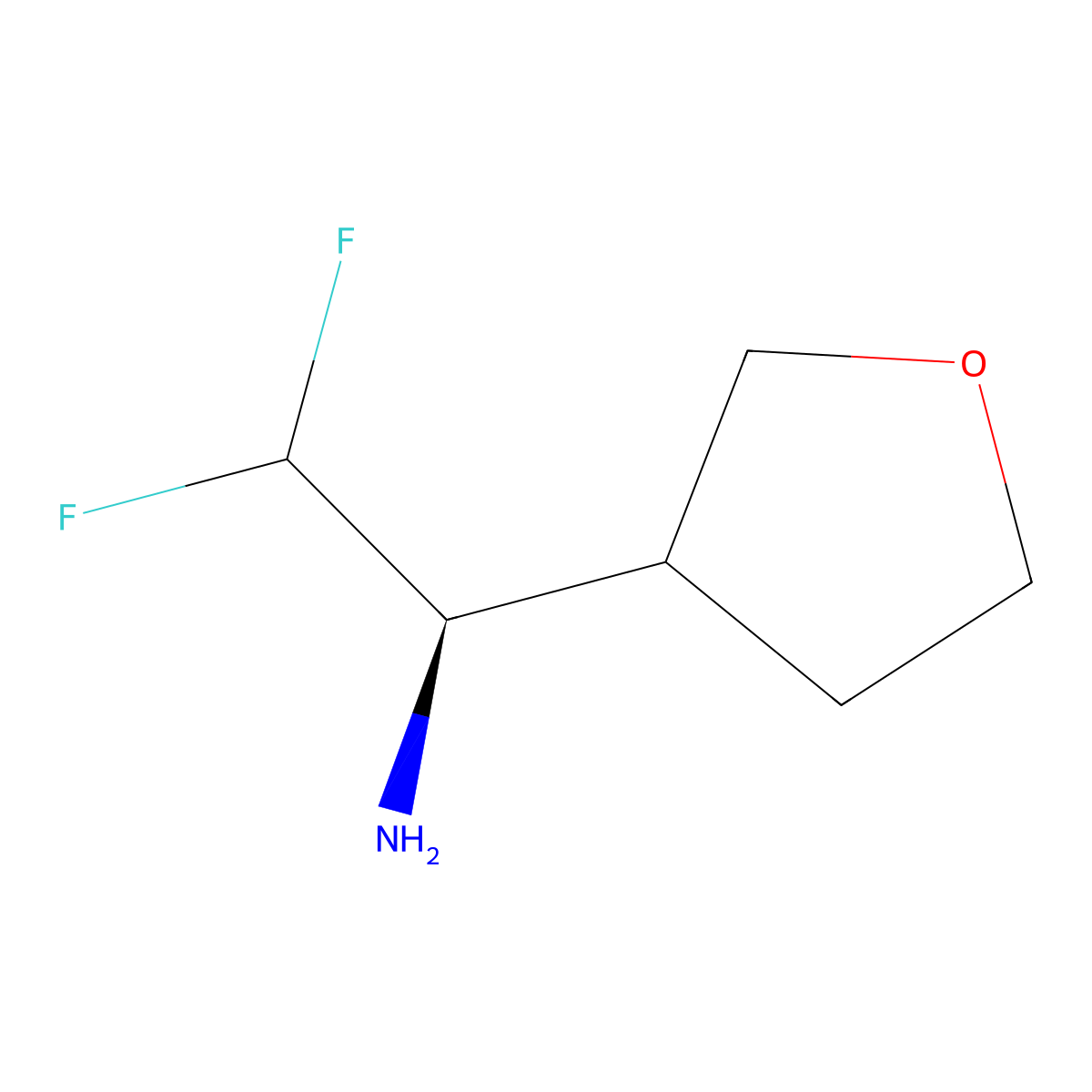 (1R)-2,2-difluoro-1-(oxolan-3-yl)ethan-1-amine molecular structure, CAS 2490354-44-2