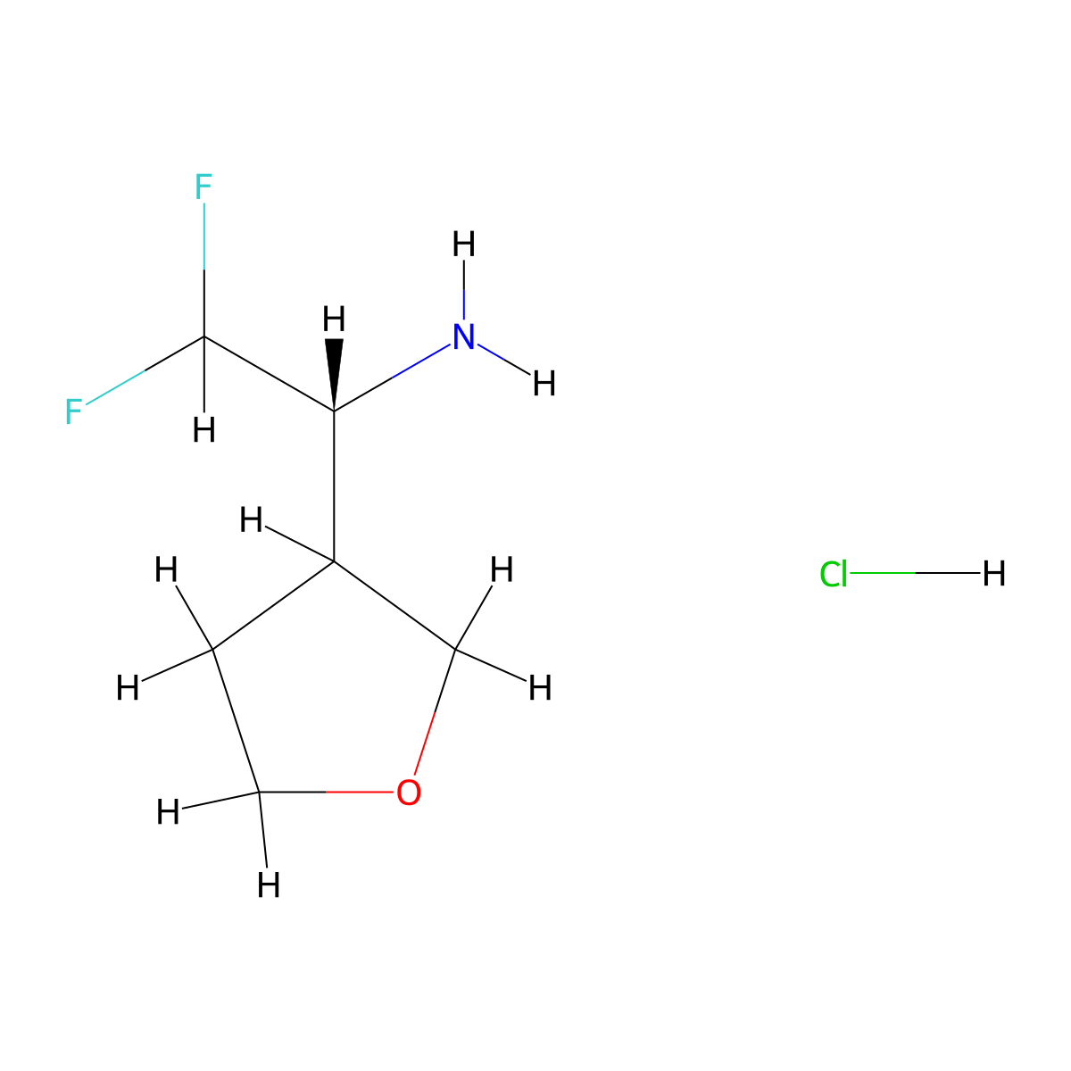 (1R)-2,2-Difluoro-1-(oxolan-3-yl)ethanamine;hydrochloride molecular structure, CAS 2490354-45-3