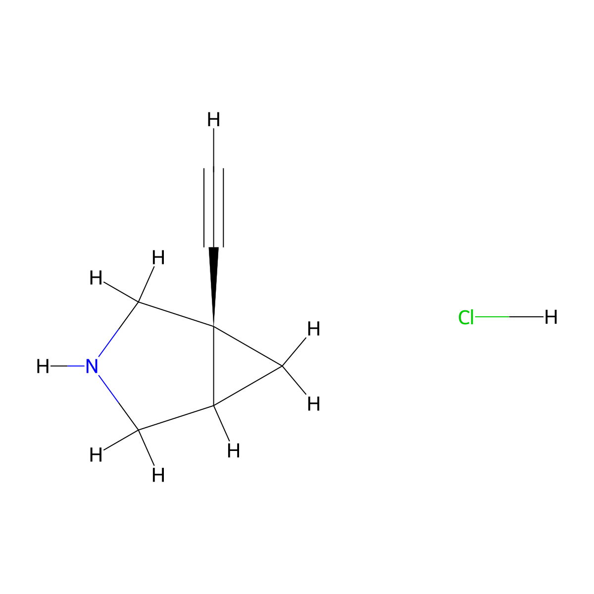 (1R)-1-ethynyl-3-azabicyclo[3.1.0]hexane hydrochloride molecular structure, CAS 2490355-54-7
