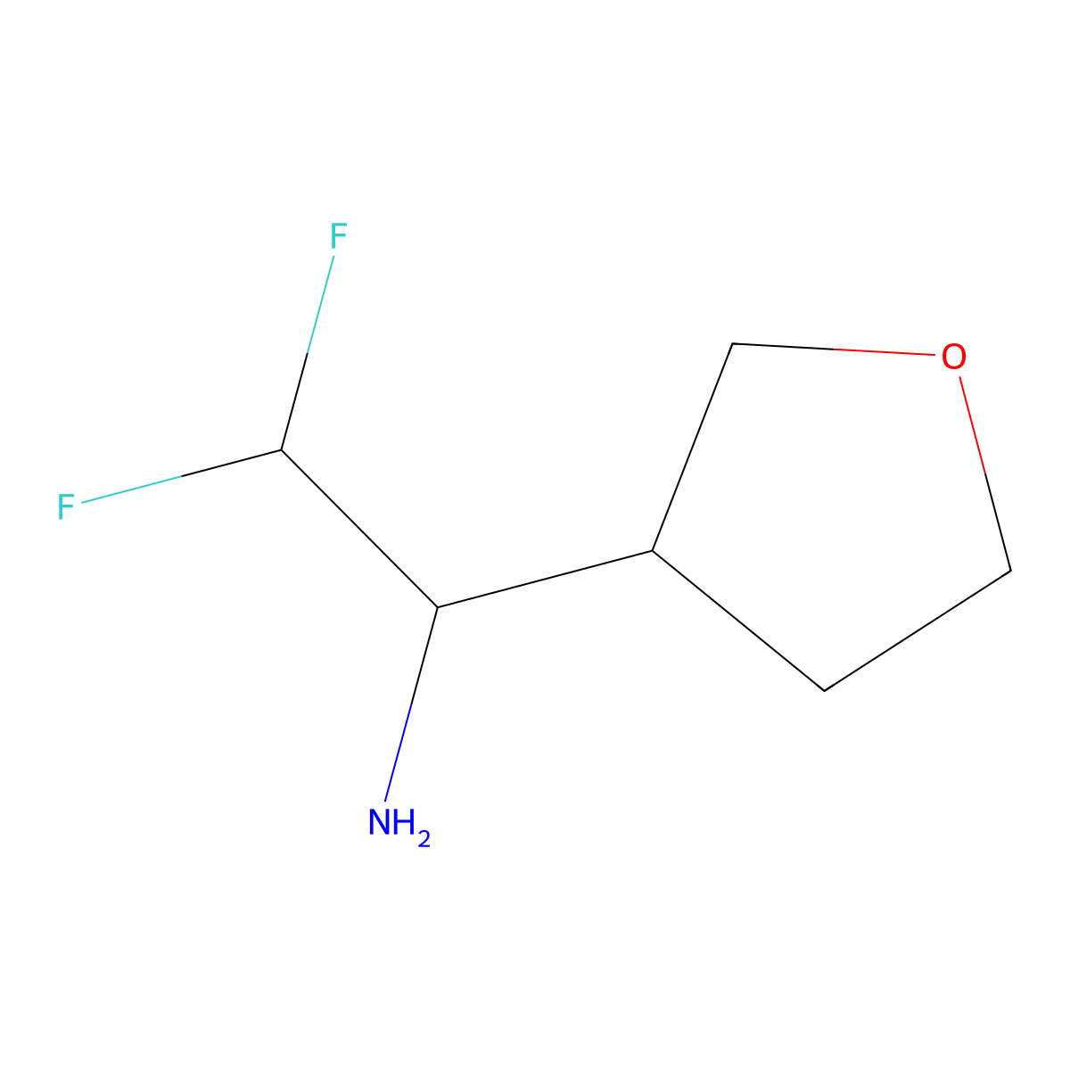 (1S)-2,2-difluoro-1-(oxolan-3-yl)ethan-1-amine molecular structure, CAS 2490355-56-9