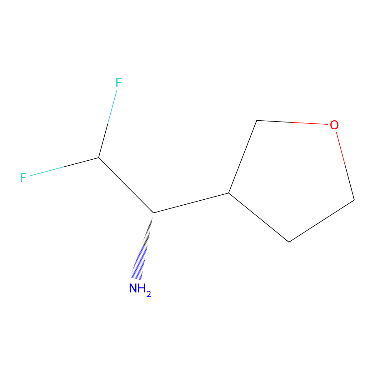 (1S)-2,2-difluoro-1-(oxolan-3-yl)ethan-1-amine molecular structure, CAS 2490355-56-9