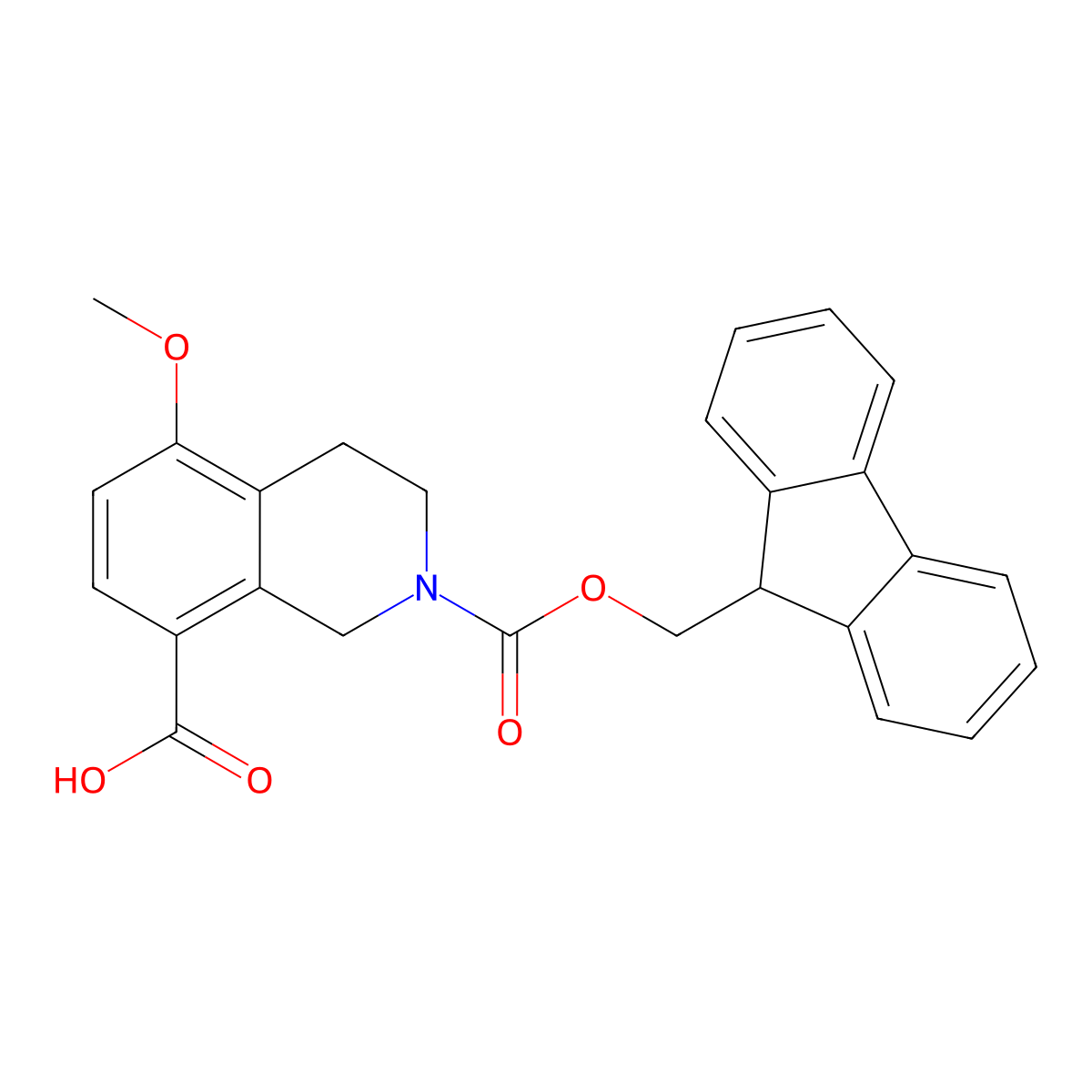 2-(9H-Fluoren-9-ylmethoxycarbonyl)-5-methoxy-3,4-dihydro-1H-isoquinoline-8-carboxylic acid molecular structure, CAS 2490374-68-8