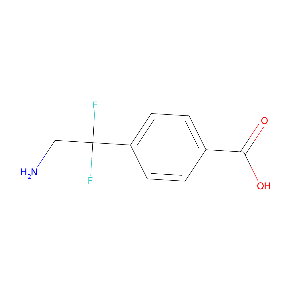 4-(2-Amino-1,1-difluoroethyl)benzoic acid molecular structure, CAS 2490374-71-3