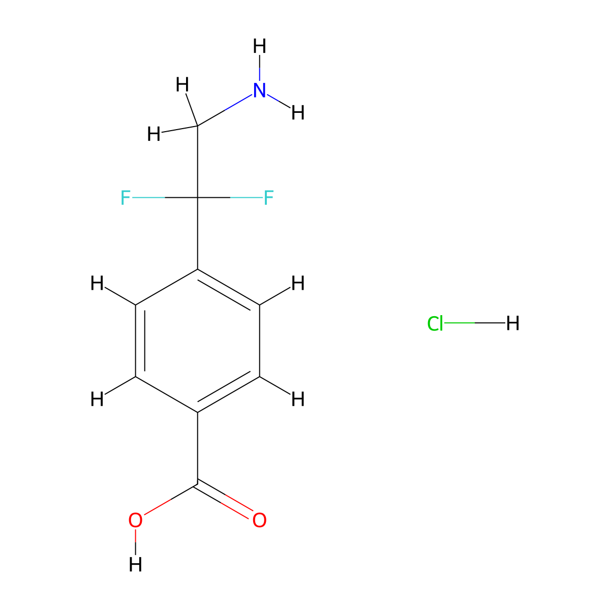 4-(2-Amino-1,1-difluoroethyl)benzoicacidhydrochloride molecular structure, CAS 2490374-72-4