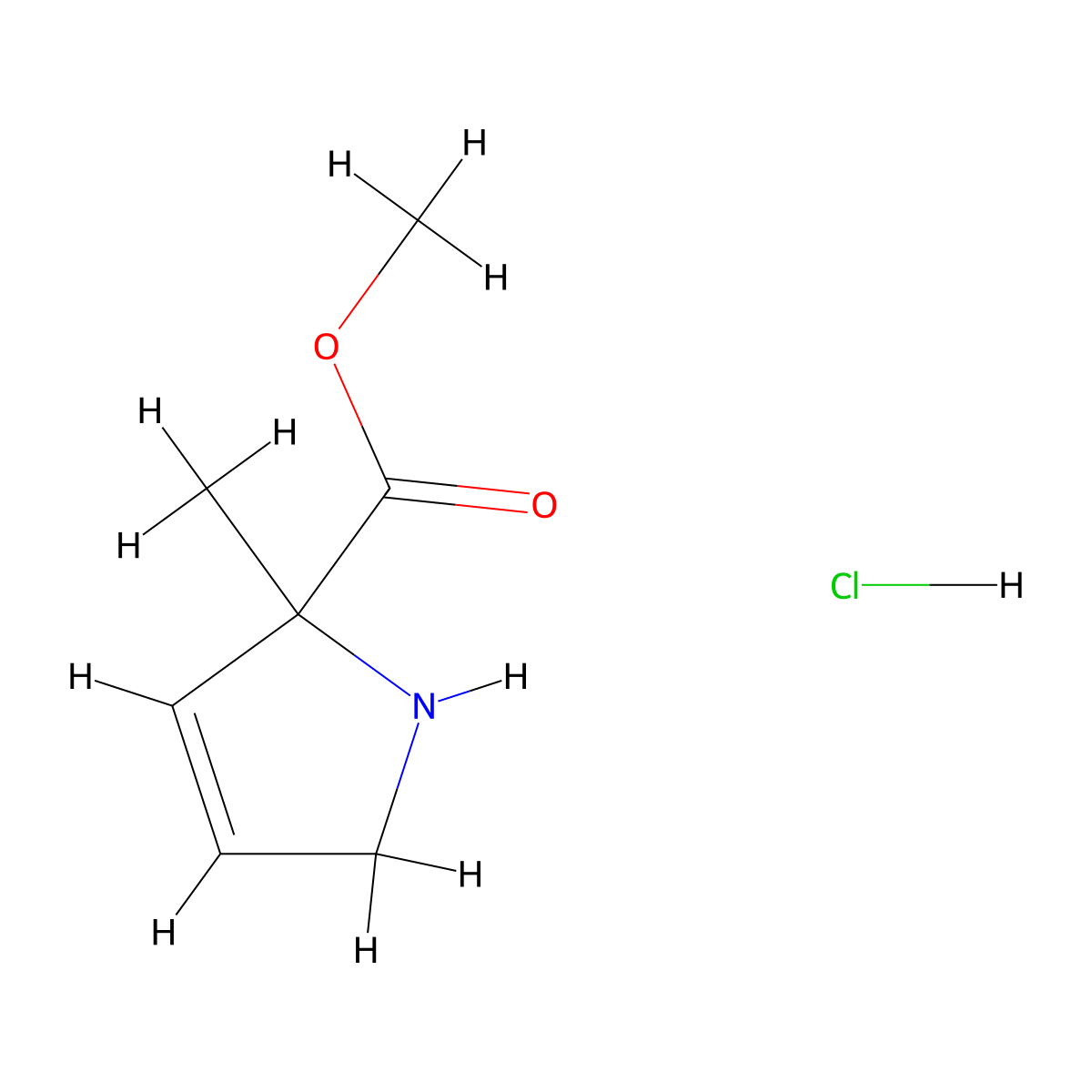 methyl 2-methyl-2,5-dihydro-1H-pyrrole-2-carboxylate hydrochloride molecular structure, CAS 2490374-73-5