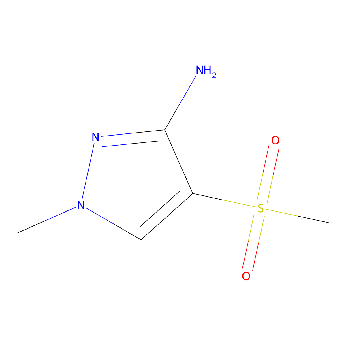 4-methanesulfonyl-1-methyl-1H-pyrazol-3-amine molecular structure, CAS 2490374-75-7