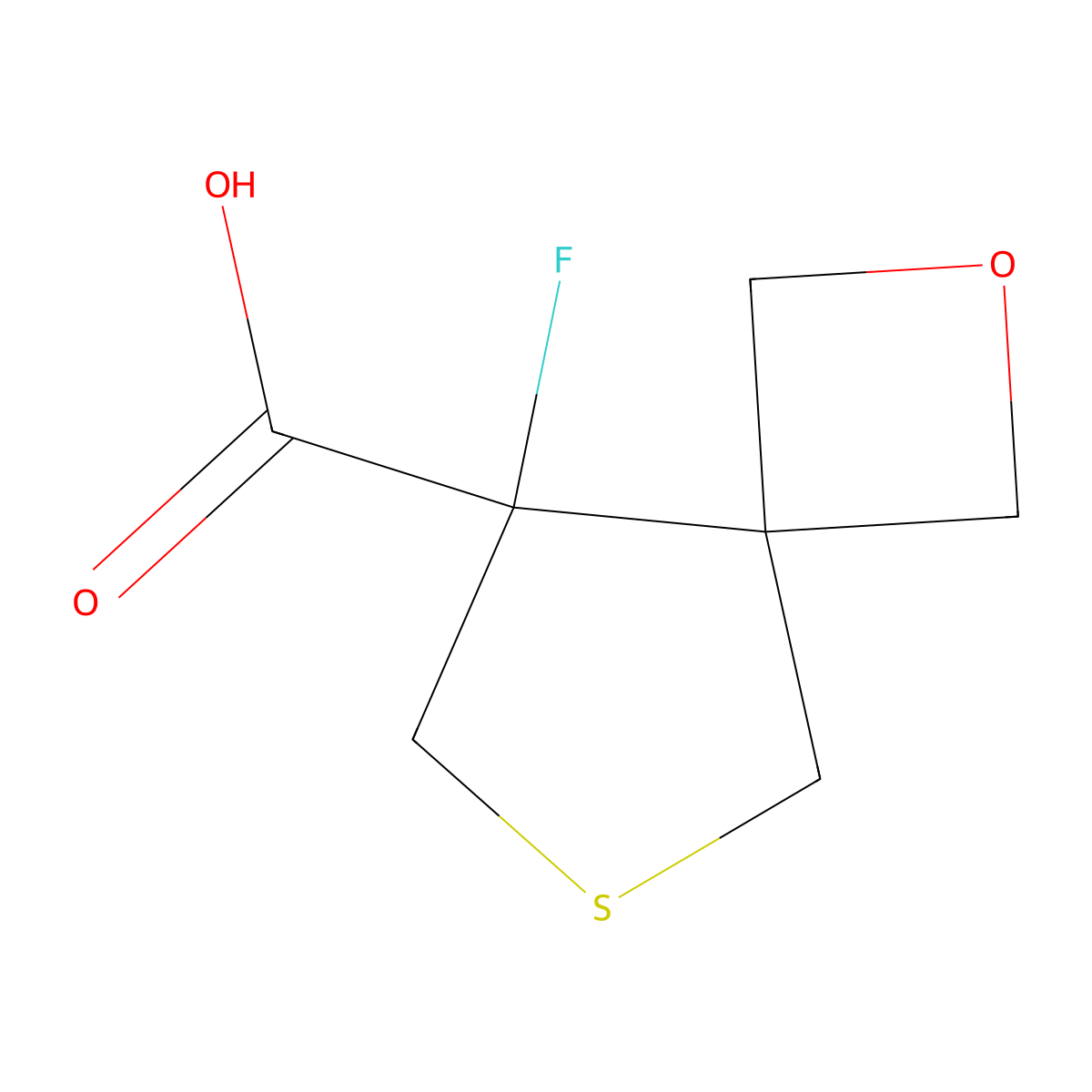 8-Fluoro-2-oxa-6-thiaspiro[3.4]octane-8-carboxylic acid molecular structure, CAS 2490374-78-0