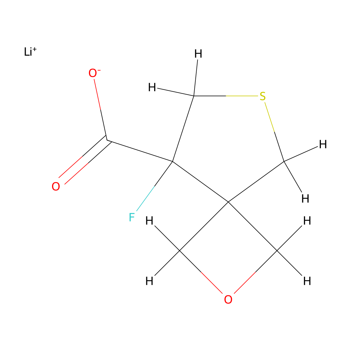 Lithium(1+) 8-fluoro-2-oxa-6-thiaspiro(3.4)octane-8-carboxylate molecular structure, CAS 2490374-79-1
