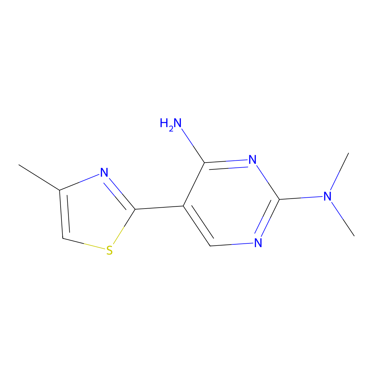N2,N2-dimethyl-5-(4-methyl-1,3-thiazol-2-yl)pyrimidine-2,4-diamine molecular structure, CAS 2490374-80-4