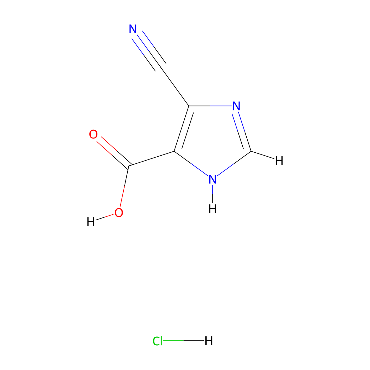 4-cyano-1H-imidazole-5-carboxylic acid hydrochloride molecular structure, CAS 2490375-48-7