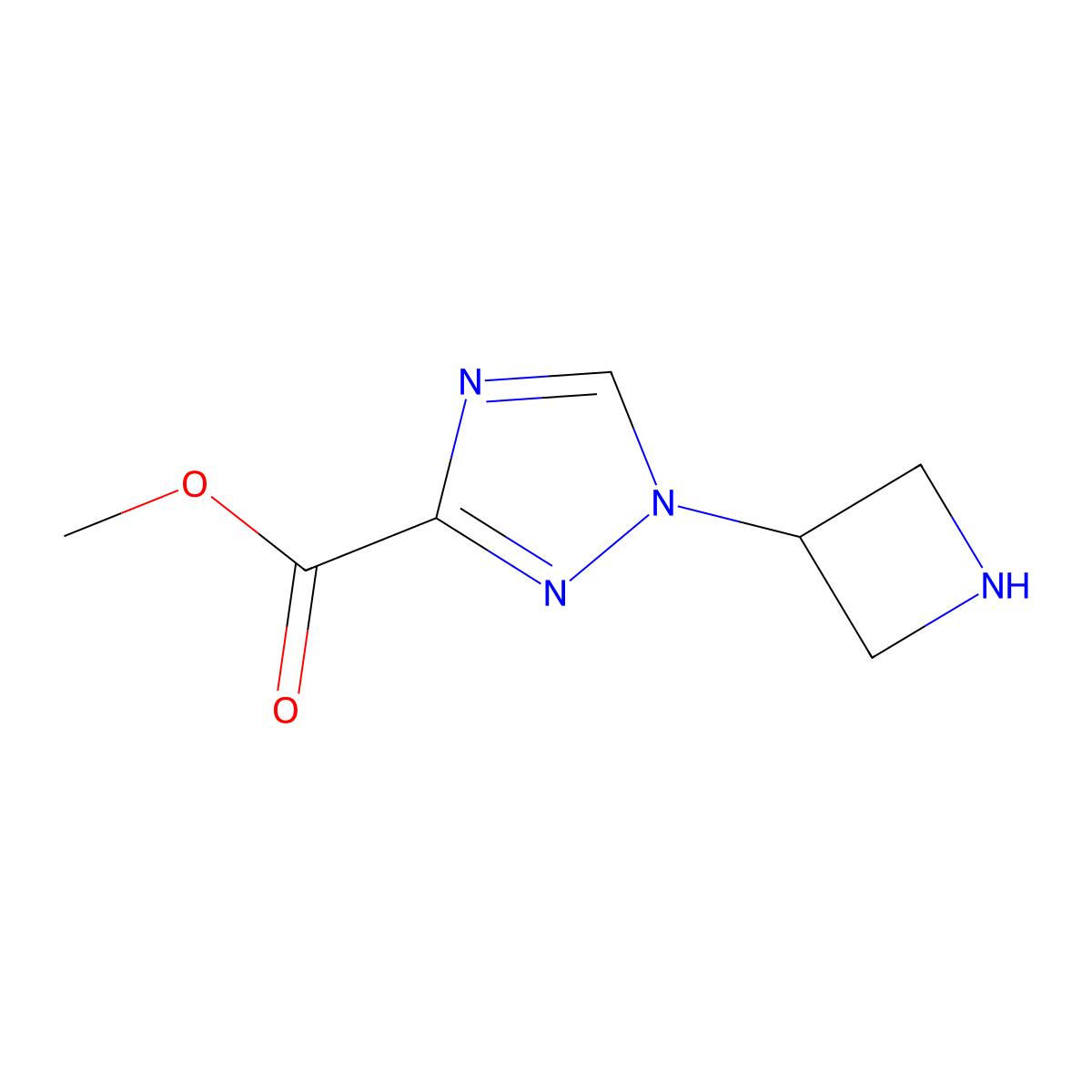 methyl 1-(azetidin-3-yl)-1H-1,2,4-triazole-3-carboxylate molecular structure, CAS 2490375-62-5