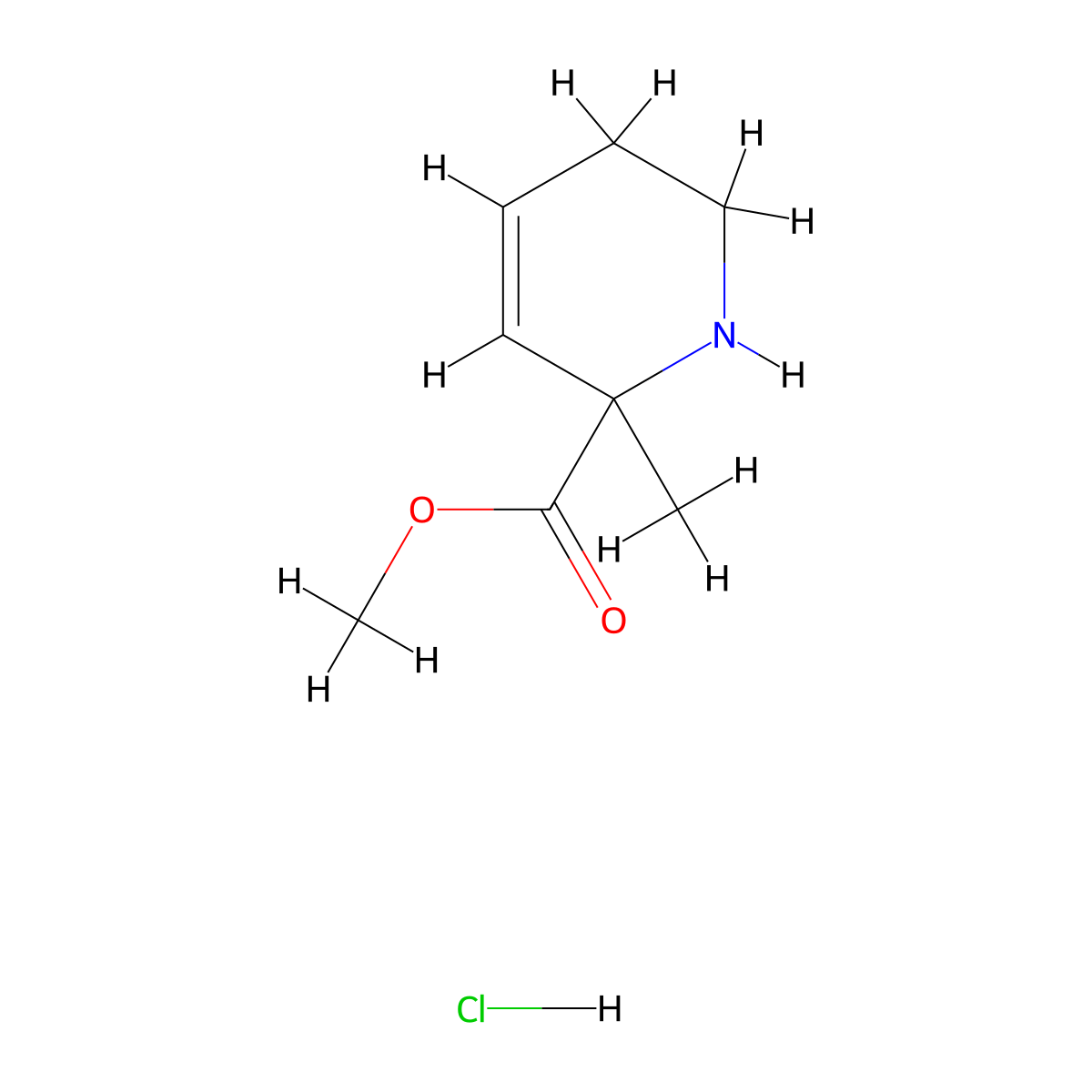 Methyl 2-methyl-1,2,5,6-tetrahydropyridine-2-carboxylate hydrochloride molecular structure, CAS 2490375-69-2