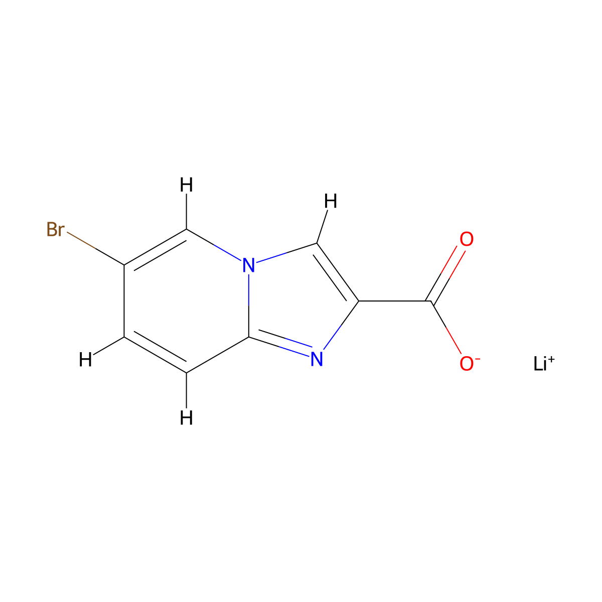 Lithium;6-bromoimidazo[1,2-a]pyridine-2-carboxylate molecular structure, CAS 2490375-72-7