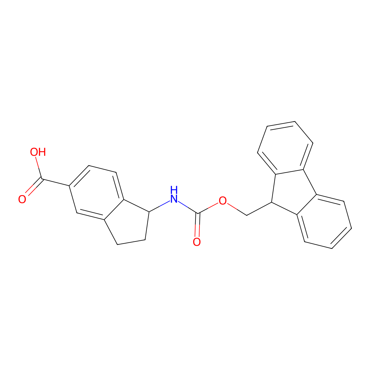 1-(9H-Fluoren-9-ylmethoxycarbonylamino)-2,3-dihydro-1H-indene-5-carboxylic acid molecular structure, CAS 2490375-74-9