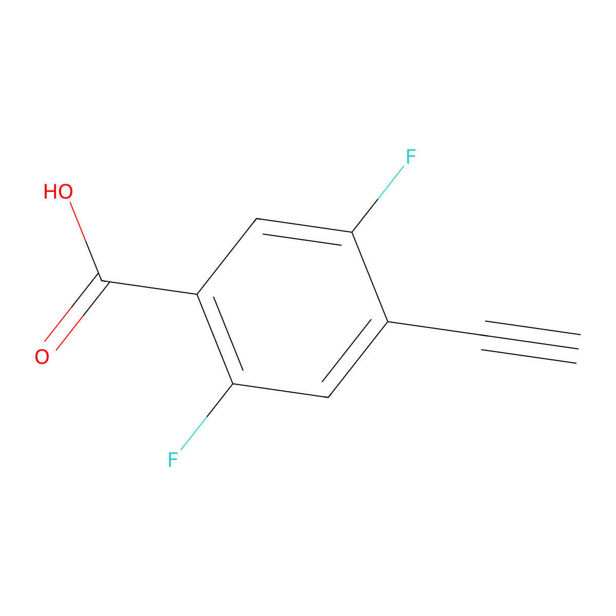 4-Ethynyl-2,5-difluorobenzoic acid molecular structure, CAS 2490398-41-7
