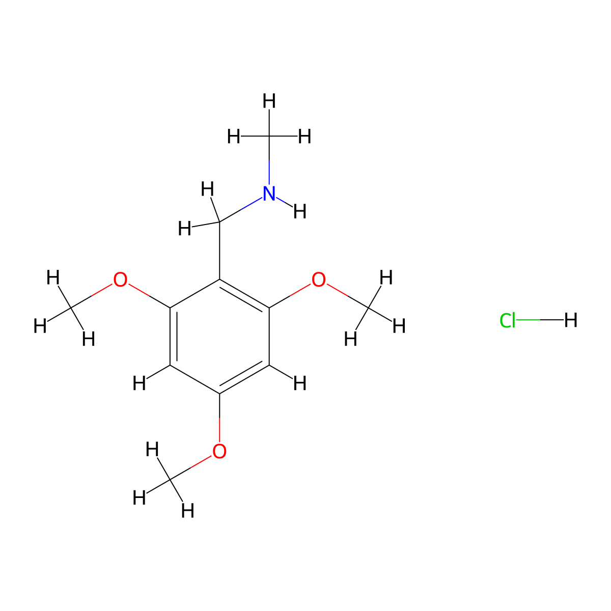 Methyl[(2,4,6-trimethoxyphenyl)methyl]amine hydrochloride molecular structure, CAS 2490398-45-1