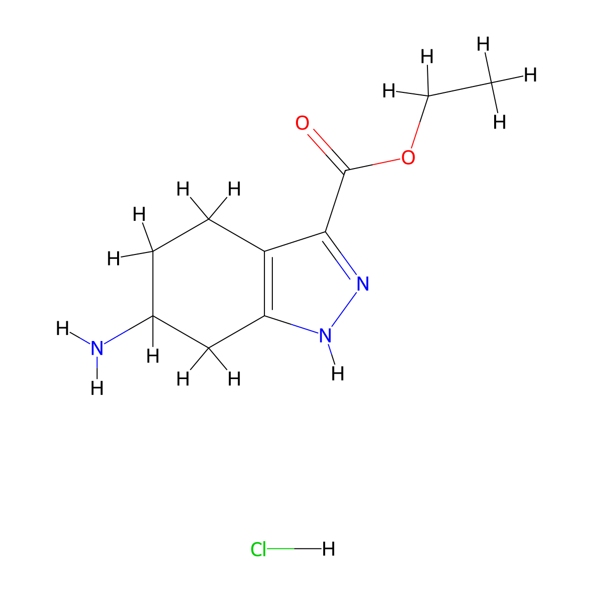 ethyl 6-amino-4,5,6,7-tetrahydro-1H-indazole-3-carboxylate hydrochloride molecular structure, CAS 2490398-46-2