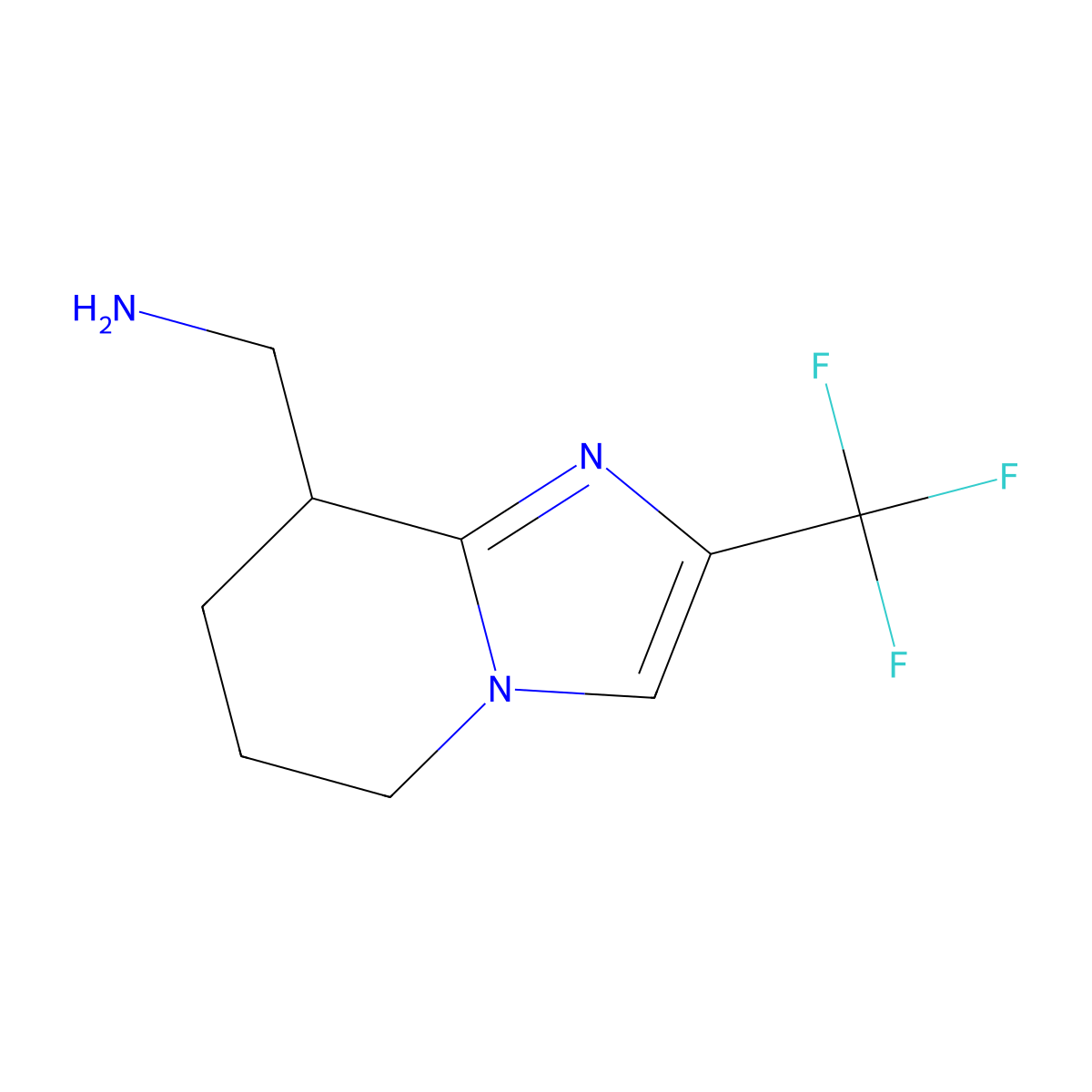 1-[2-(trifluoromethyl)-5H,6H,7H,8H-imidazo[1,2-a]pyridin-8-yl]methanamine molecular structure, CAS 2490398-48-4