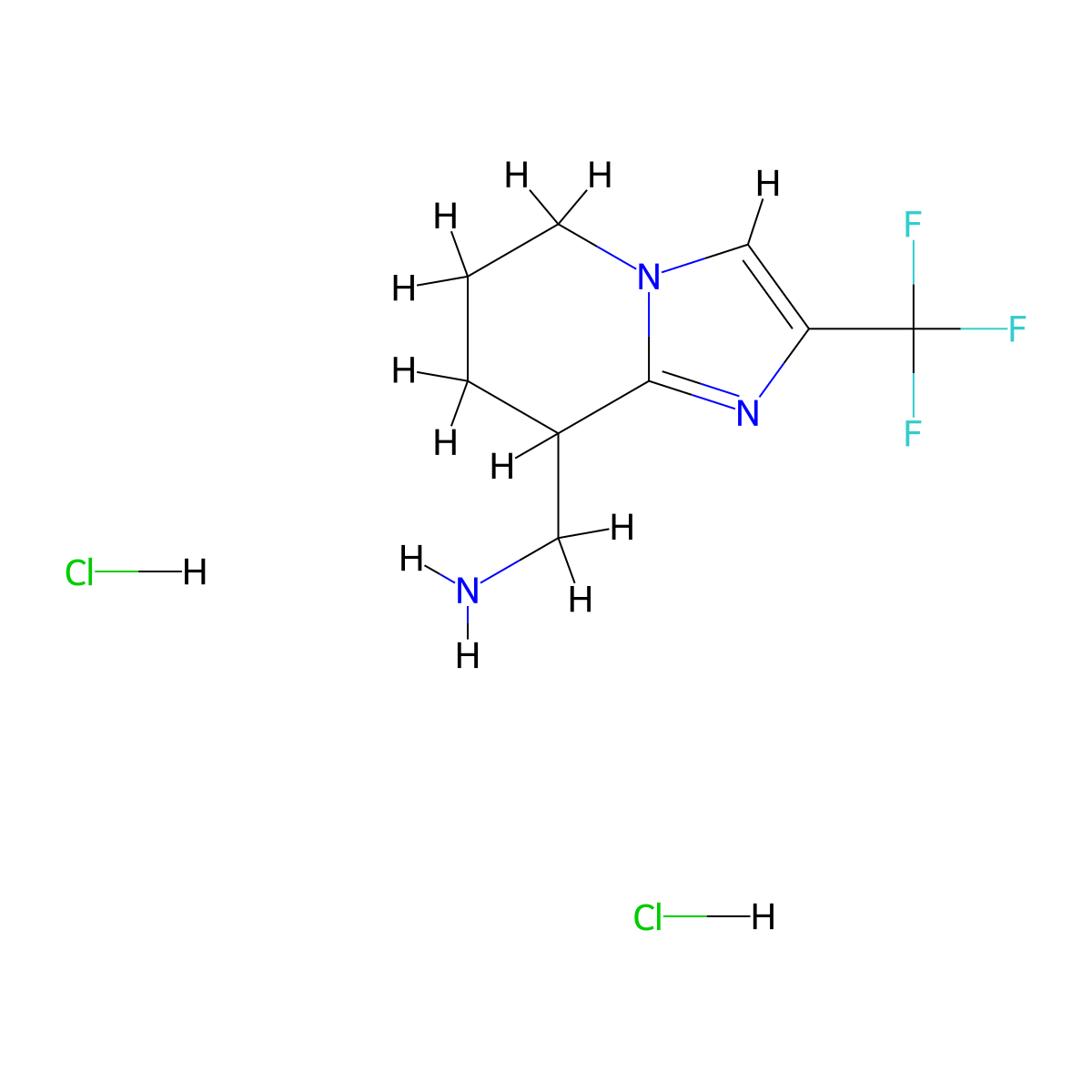 1-[2-(trifluoromethyl)-5H,6H,7H,8H-imidazo[1,2-a]pyridin-8-yl]methanaminedihydrochloride molecular structure, CAS 2490398-49-5