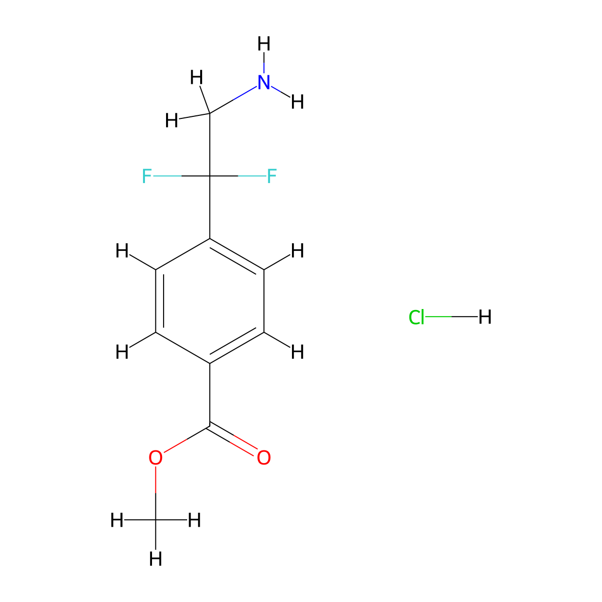 Methyl 4-(2-amino-1,1-difluoroethyl)benzoate hydrochloride molecular structure, CAS 2490398-50-8