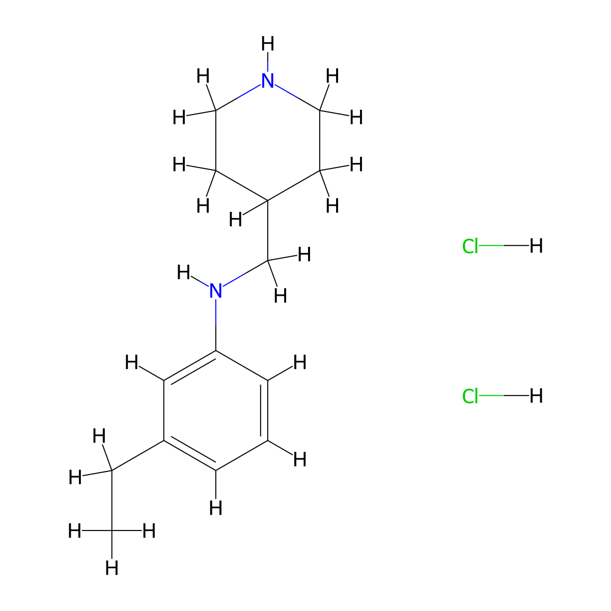3-ethyl-N-[(piperidin-4-yl)methyl]aniline dihydrochloride molecular structure, CAS 2490398-57-5