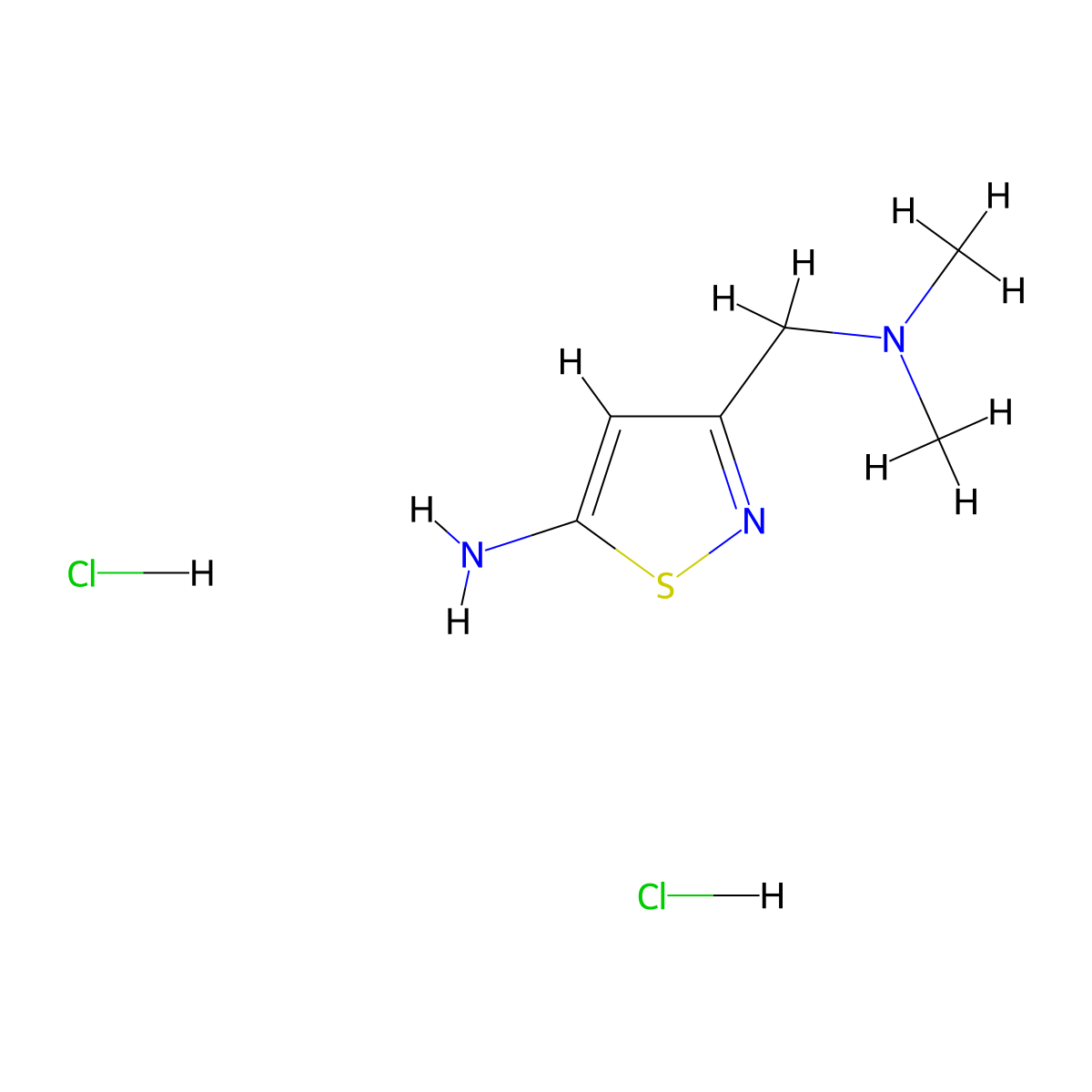 3-[(Dimethylamino)methyl]-1,2-thiazol-5-amine dihydrochloride molecular structure, CAS 2490398-58-6
