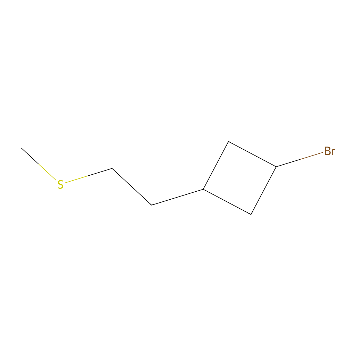 1-Bromo-3-[2-(methylsulfanyl)ethyl]cyclobutane molecular structure, CAS 2490398-71-3