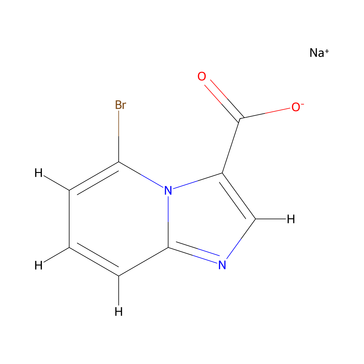 Sodium 5-bromoimidazo(1,2-a)pyridine-3-carboxylate molecular structure, CAS 2490400-50-3