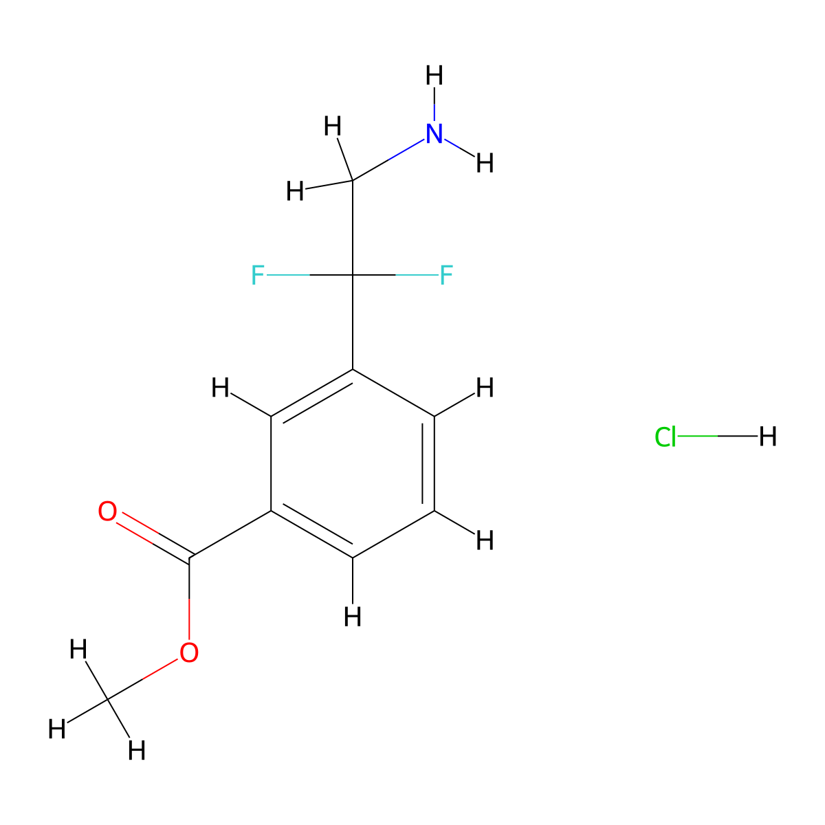 Methyl3-(2-amino-1,1-difluoroethyl)benzoatehydrochloride molecular structure, CAS 2490400-63-8