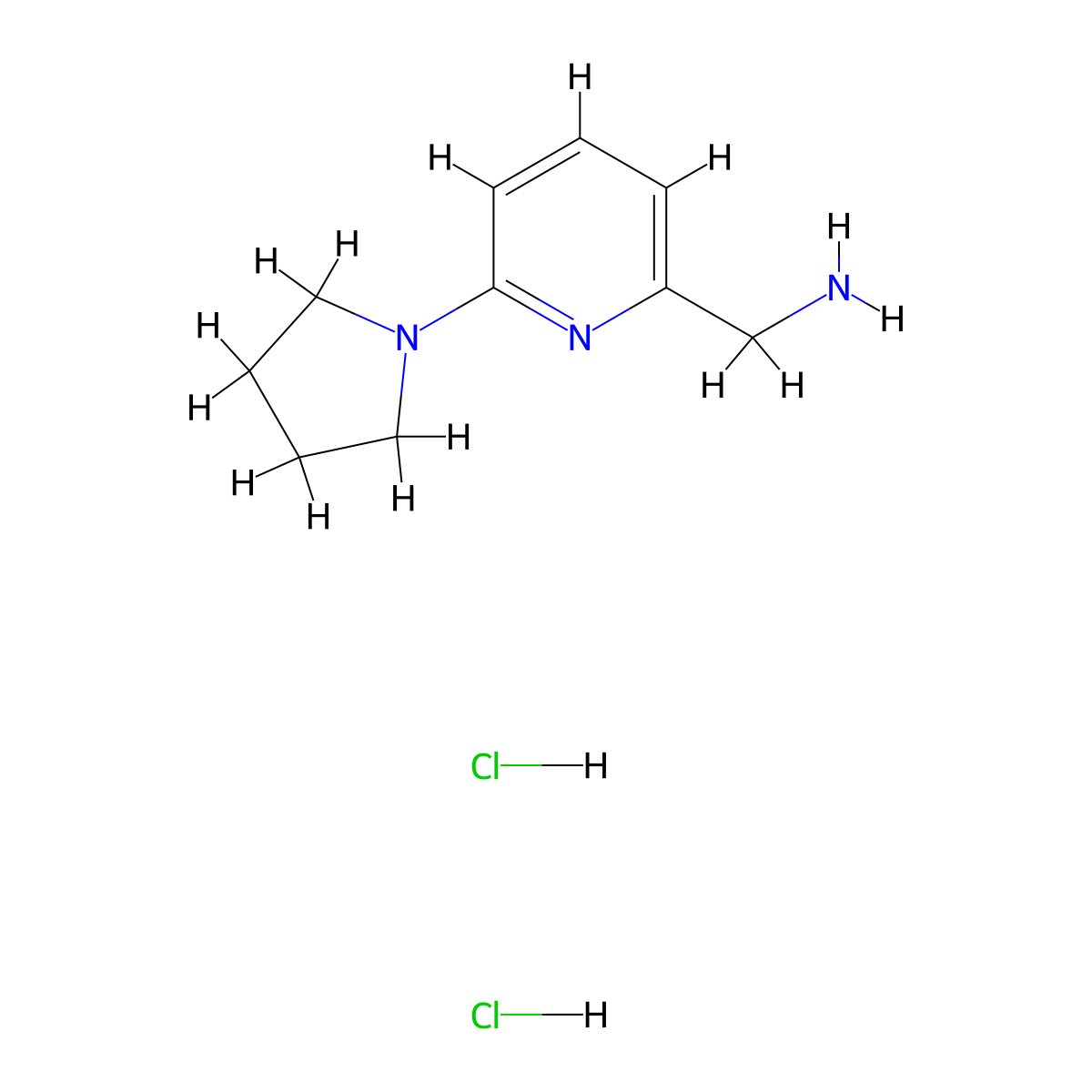 1-(6-(Pyrrolidin-1-yl)pyridin-2-yl)methanamine dihydrochloride molecular structure, CAS 2490400-72-9