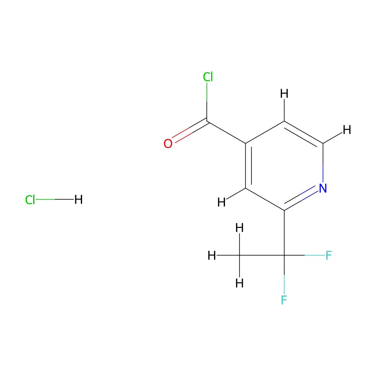 2-(1,1-Difluoroethyl)pyridine-4-carbonyl chloride;hydrochloride molecular structure, CAS 2490401-35-7