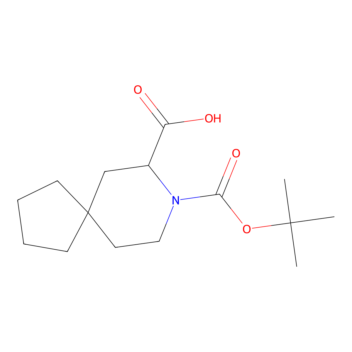 8-((Tert-butoxy)carbonyl)-8-azaspiro(4.5)decane-7-carboxylic acid molecular structure, CAS 2490401-37-9