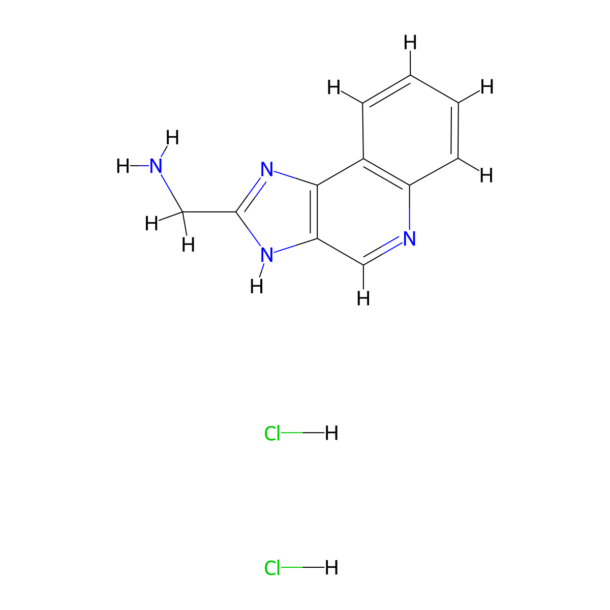 1-(3H-imidazo(4,5-c)quinolin-2-yl)methanamine dihydrochloride molecular structure, CAS 2490401-38-0