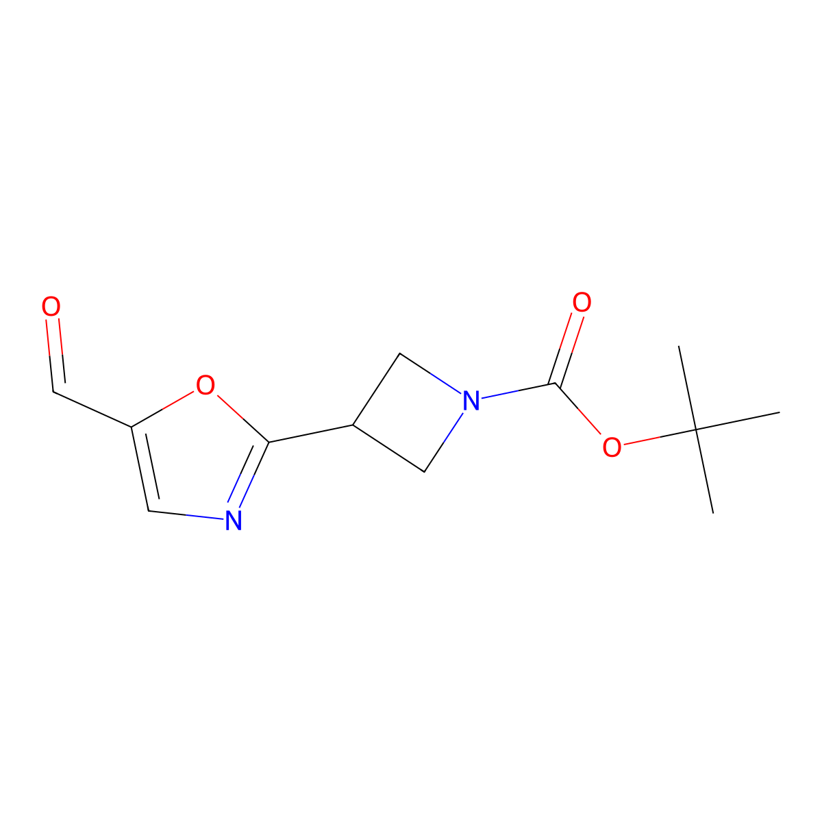 Tert-butyl 3-(5-formyl-1,3-oxazol-2-yl)azetidine-1-carboxylate molecular structure, CAS 2490401-42-6