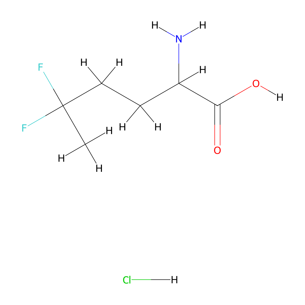 2-Amino-5,5-difluorohexanoic acid hydrochloride molecular structure, CAS 2490401-58-4